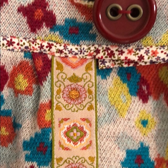 Fun, short, wool knit floral jacket by HWR Size S - Picture 2 of 10